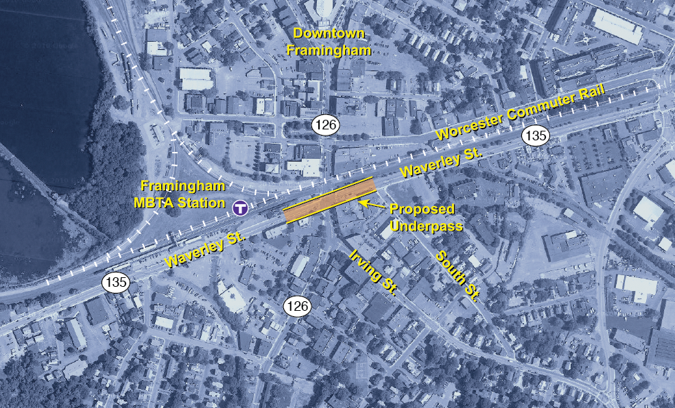 Map of Framingham: Route 126/Route 135 Grade Separation Map of Framingham: Route 126/Route 135 Grade Separation